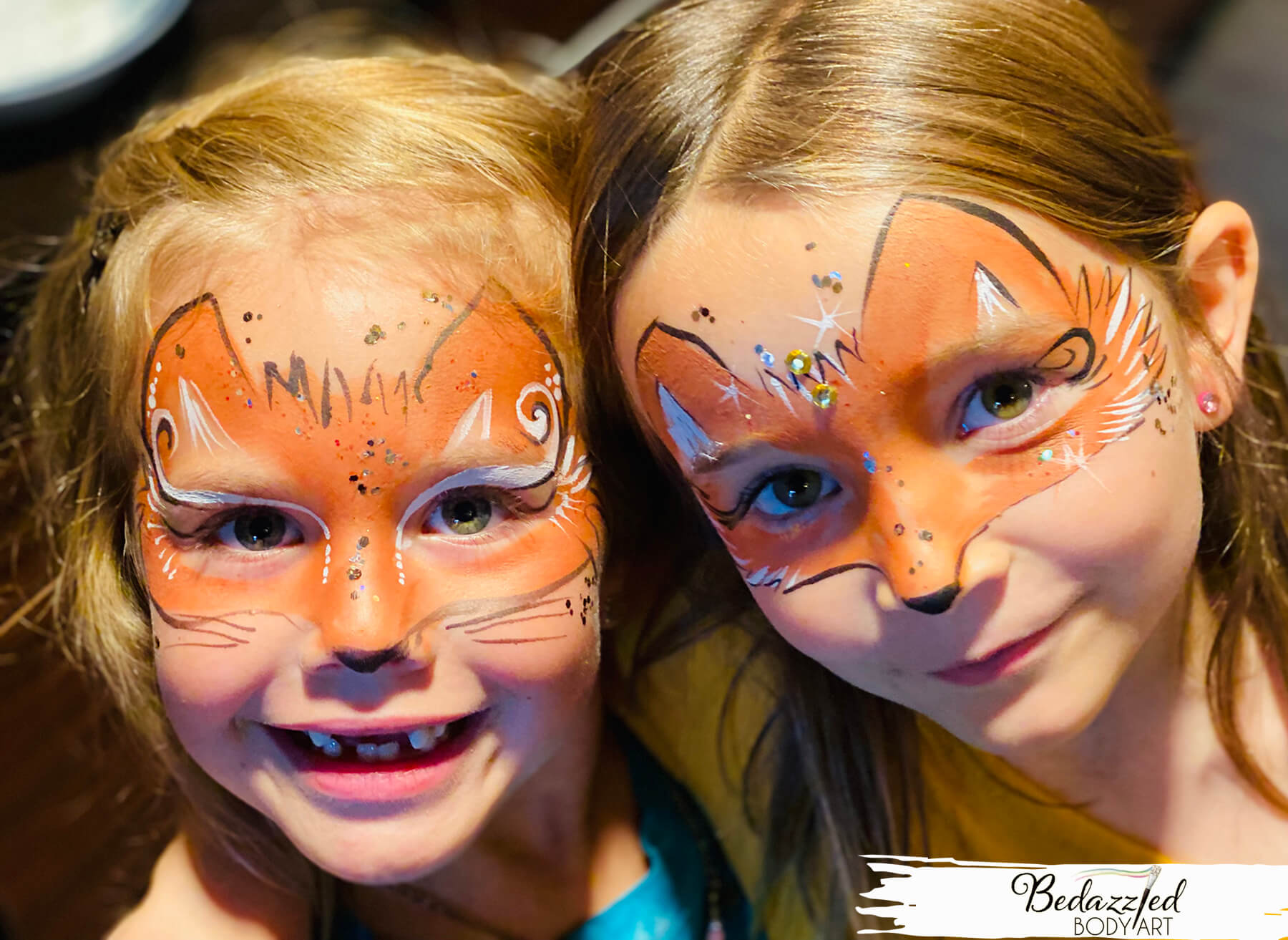 fancy face paint foxes by bedazzled body art 